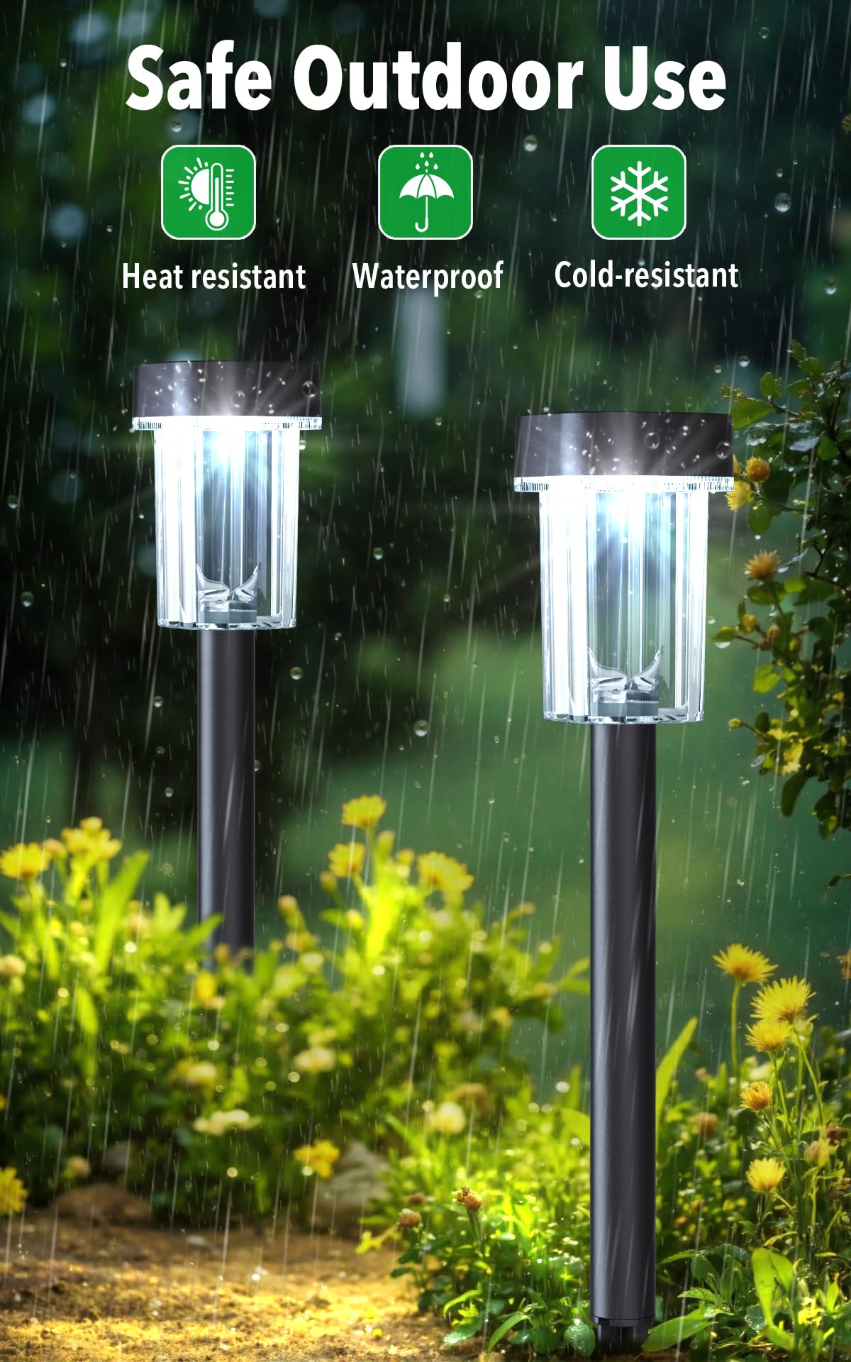 LIANGLOME Solar Pathway Lights Outdoor 12 Pack - IP55 Waterproof Solar Powered Garden Lights 6000K Cold White LED, Auto On/Off Outdoor Solar Lights