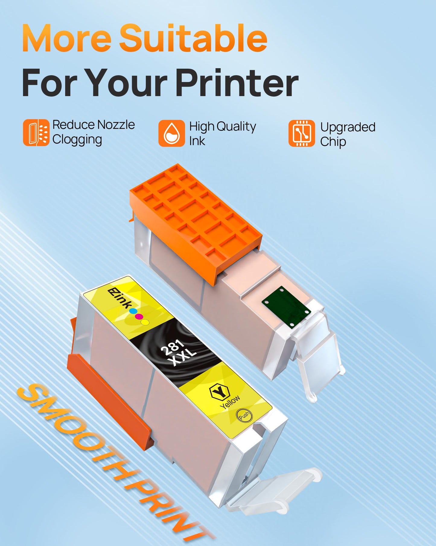 E-Z Ink Compatible Ink Cartridge Replacement for Canon 281XXL CLI-281XXL to use with TR8620a TR8620 TS702a TS9520 TS9521C TR8520 TS6220 TS6320 TS8220