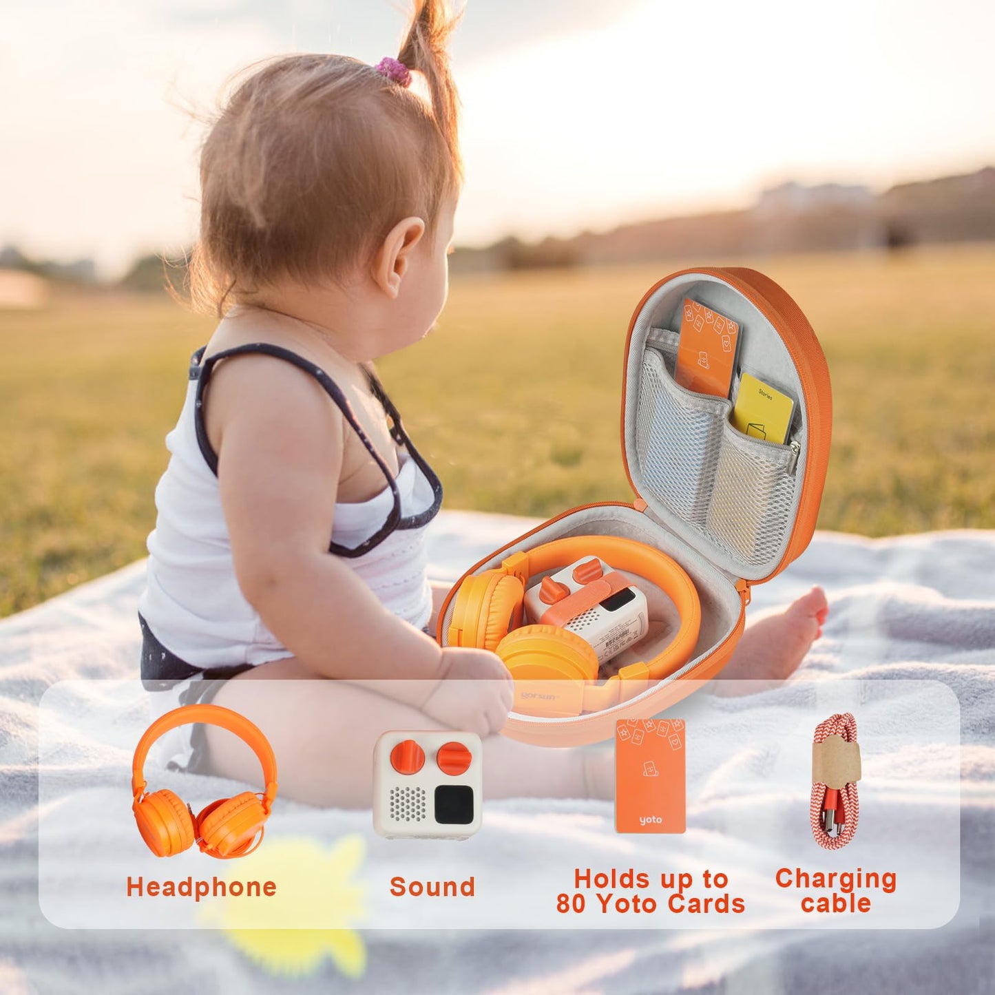 sarlar Hard Travel Case Compatible with Yoto Mini (2024 Edition) & Accessories, Carrying Case with Shoulder Strap Holds kids Audio Music player