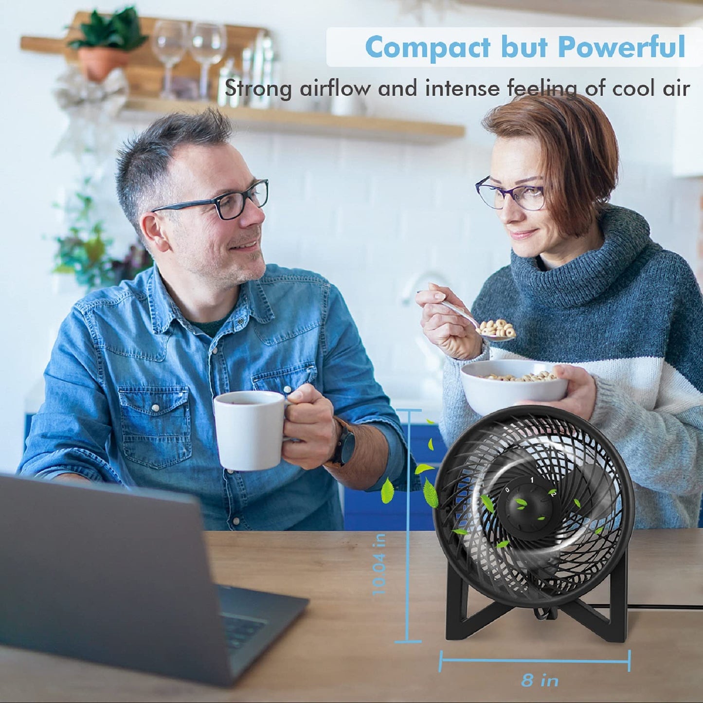 DR.PREPARE Desk Fan, 8 Inch Powerful Table Fan, Small Quiet Bedside Fan with 2 Speeds, Portable Personal Cooling Fan for Bedroom Sleeping Tabletop