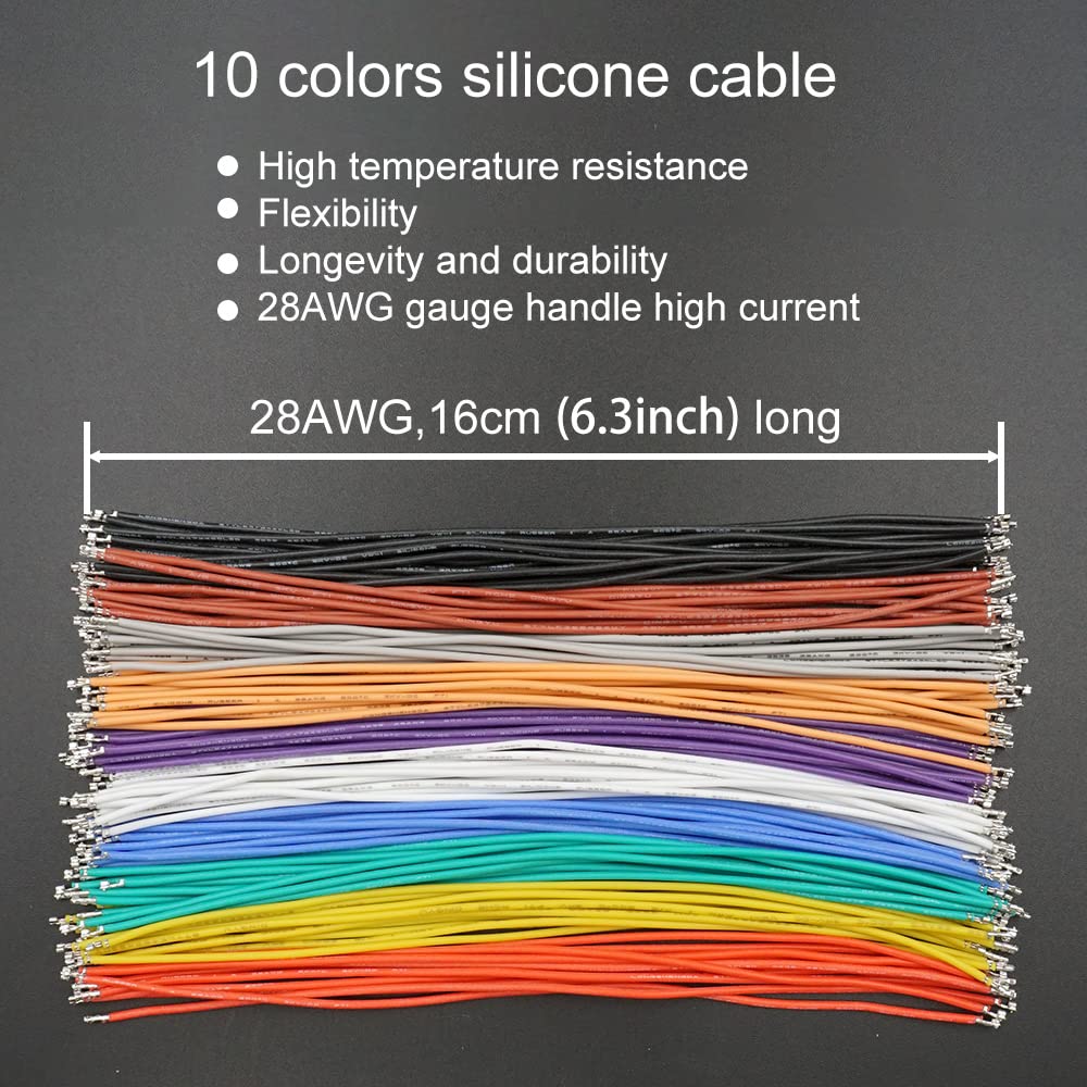 ZH 1.5MM Connectors and 28AWG Pre-Crimped Silicone Cables kit Compatible with JST ZH 1.5 Connector 2/3/4/5/6/7/8/9/10 Pin Housing Adapter Cable