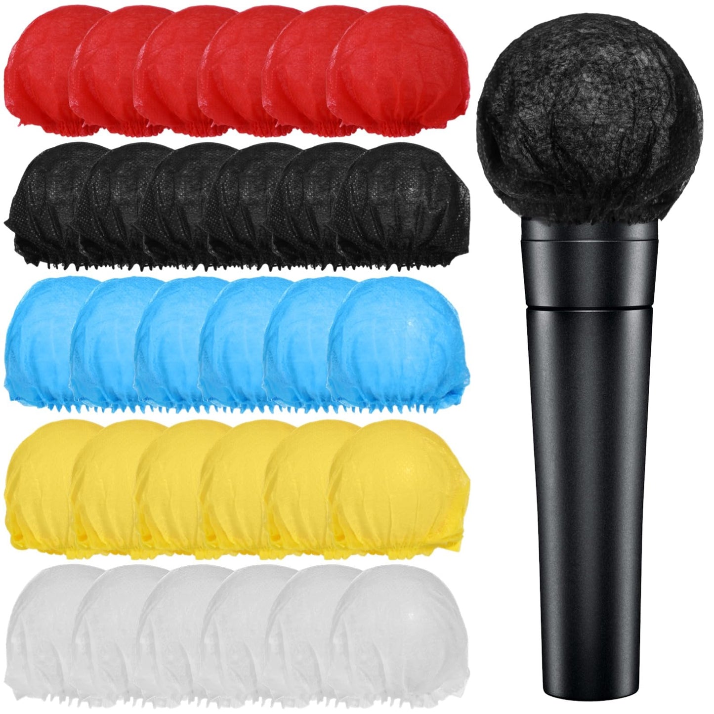 800 Pcs Disposable Microphone Covers, Non-woven Handheld Microphone Windscreens, Elastic Microphone Protective Covers, Individually Wrapped Mic Caps