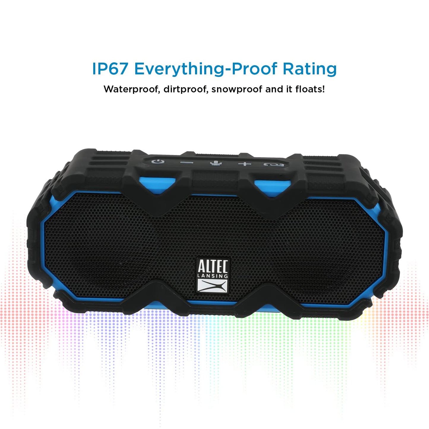 Altec Lansing LifeJacket Mini - Waterproof Bluetooth Speaker with Lights, Portable Wireless Speaker for Pool, Beach, Hiking, Sports, Camping, 16 Hour