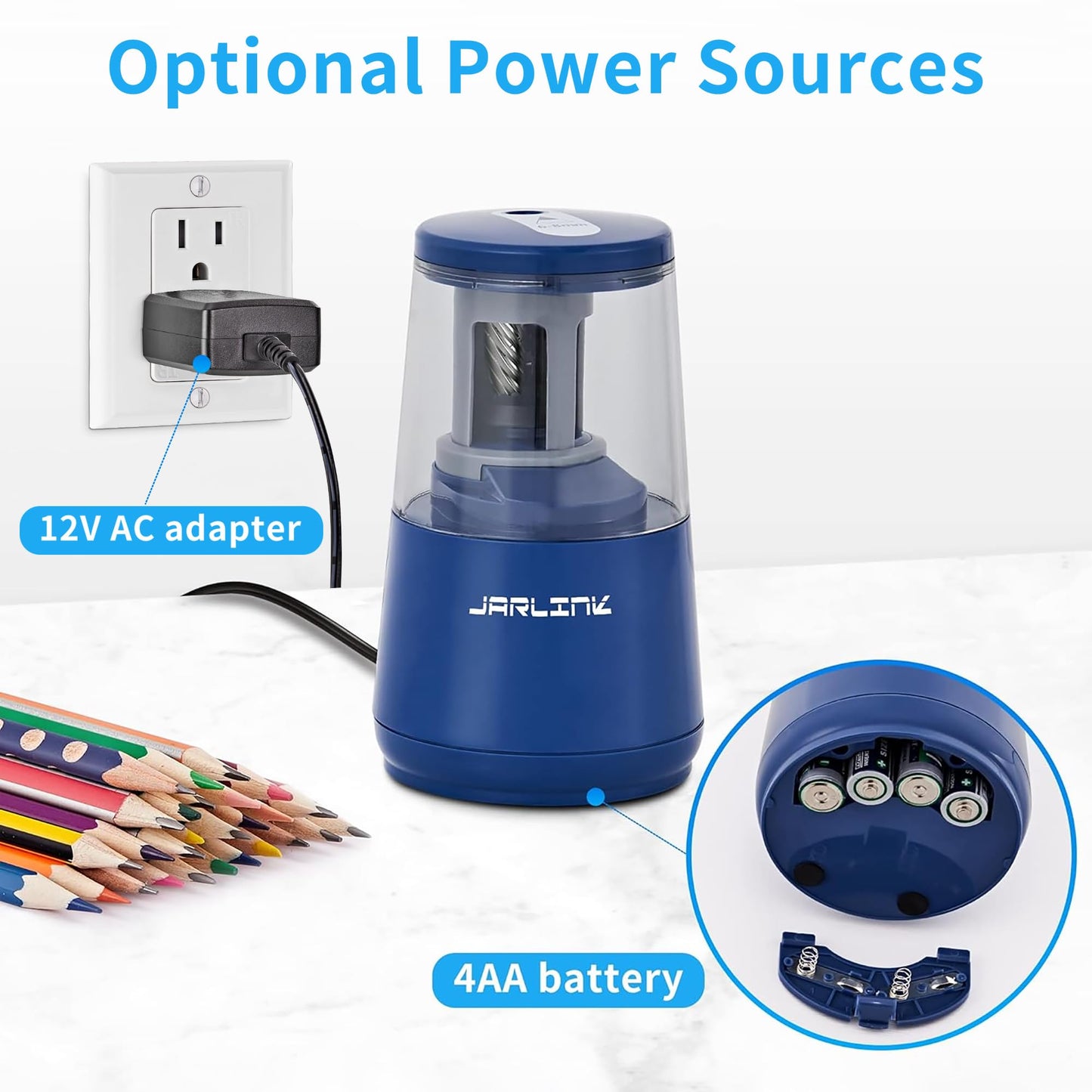 JARLINK Electric Pencil Sharpener, Heavy Duty Helical Blade, Auto Stop