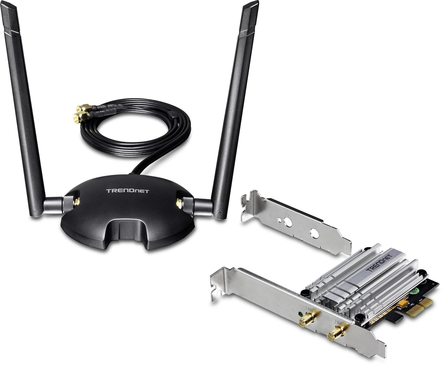 TRENDnet AC1200 High Power Long Range Wireless Dual Band PCIe Adapter, TEW-807ECH, 1M (3.3ft) Extension Cable, Magnetic Mounting Base, High Power