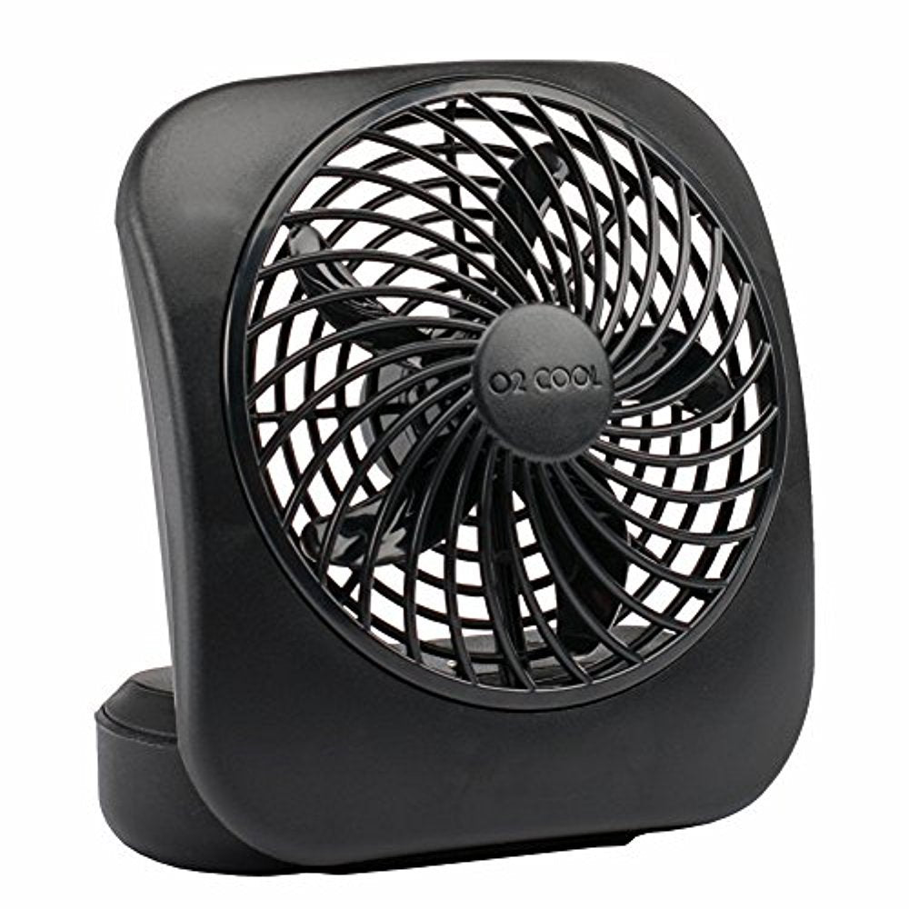 O2COOL Treva 5 in Portable Battery Powered Desk Fan 2-Speed Black