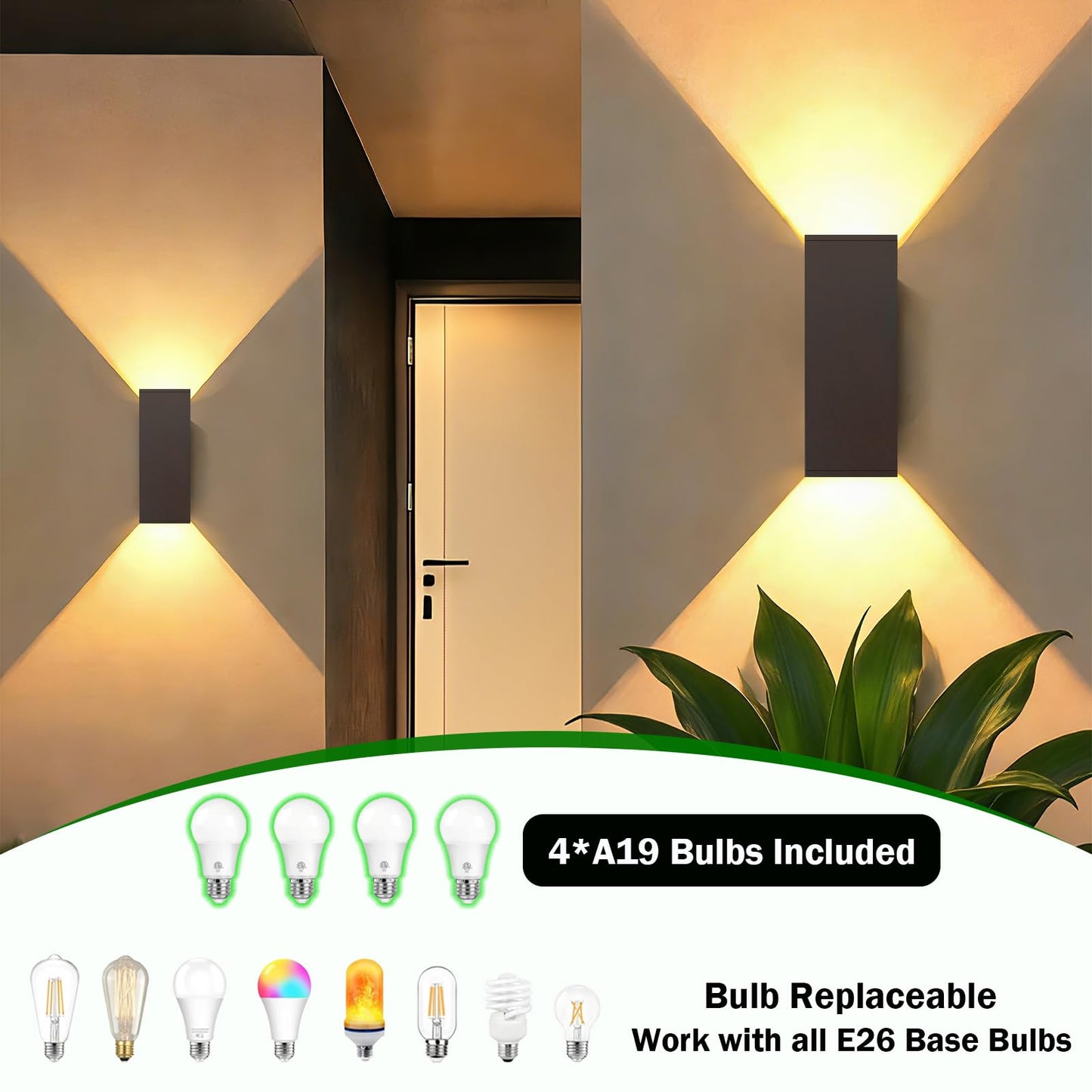 iYogaled 2 Pack Up Down Outdoor Wall Lights, Patio Wall Light Fixture, Oil Rubbed Bronze Porch Lights Outside Wall, Anti Rust Waterproof Outdoor Wall