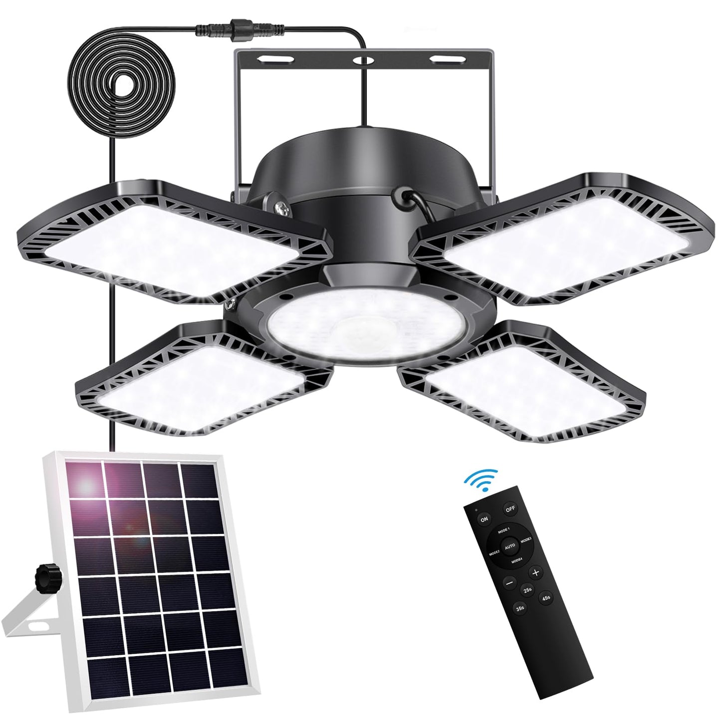 Aqonsie Solar Shed Light Outdoor Indoor, 176LED Solar Powered Motion Sensor Pendant Light Daytime Available, Solar Indoor Lights with 5 Lighting Modes