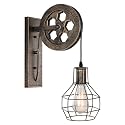 BAODEN 1 Light Fixture Industrial Mid Century Retro Iron Wall Lights Lift Pulley Wall Lamp Features The Matte Iron Cage Lamp Shade for Indoor Lighting