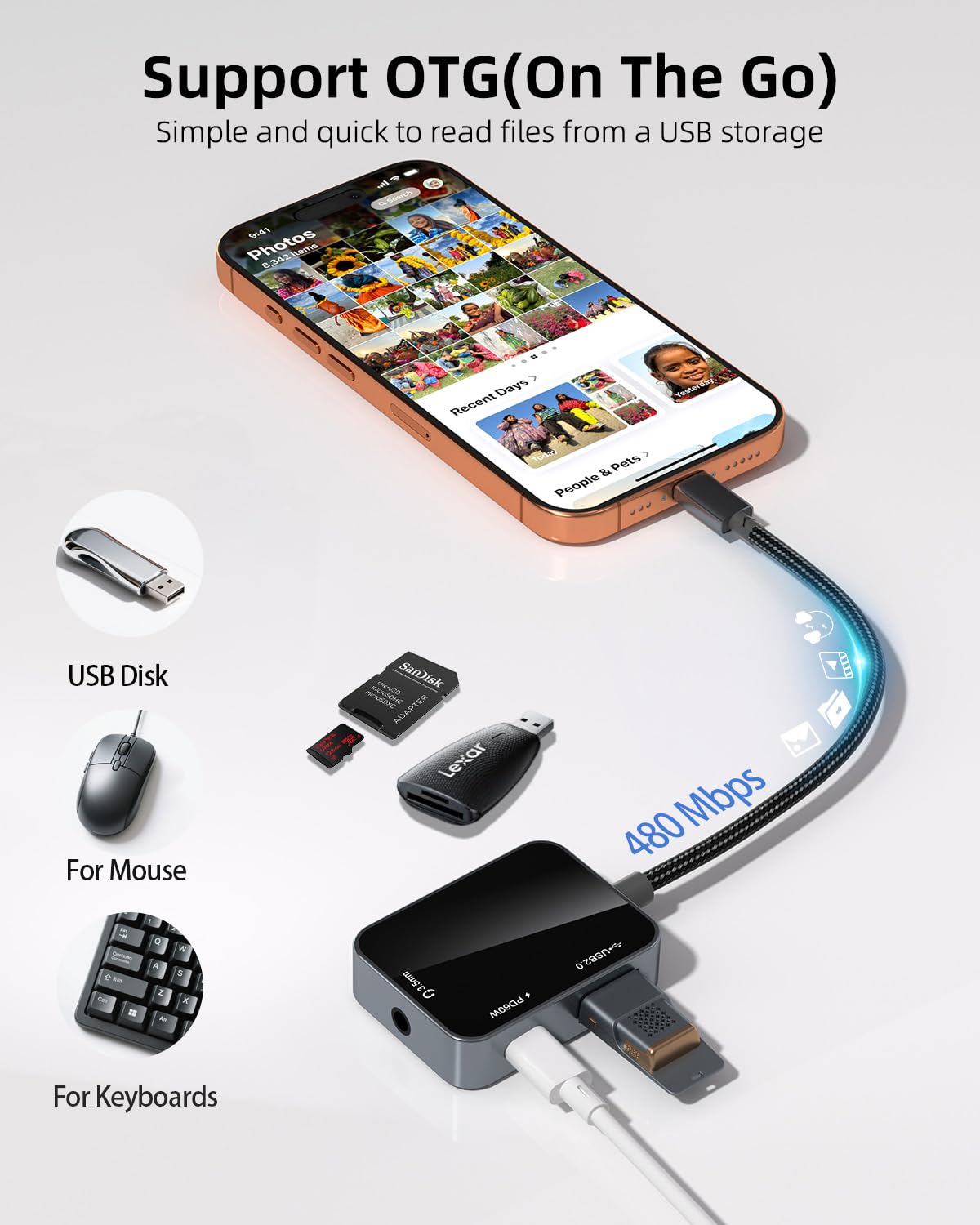 USB C to 3.5mm Audio Adapter 3-in-1 USB-C Headphone Adapter with USB OTG Data Port & 60W PD Charging, Type-C Aux to 3.5mm Converter Compatible
