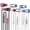 YNR 3 Pairs Metal Wired Earbuds with Microphone & Volume Control, in Ear Earphones for School, Noise Islating, for 3.5mm Jack iPhone iPad iPod…