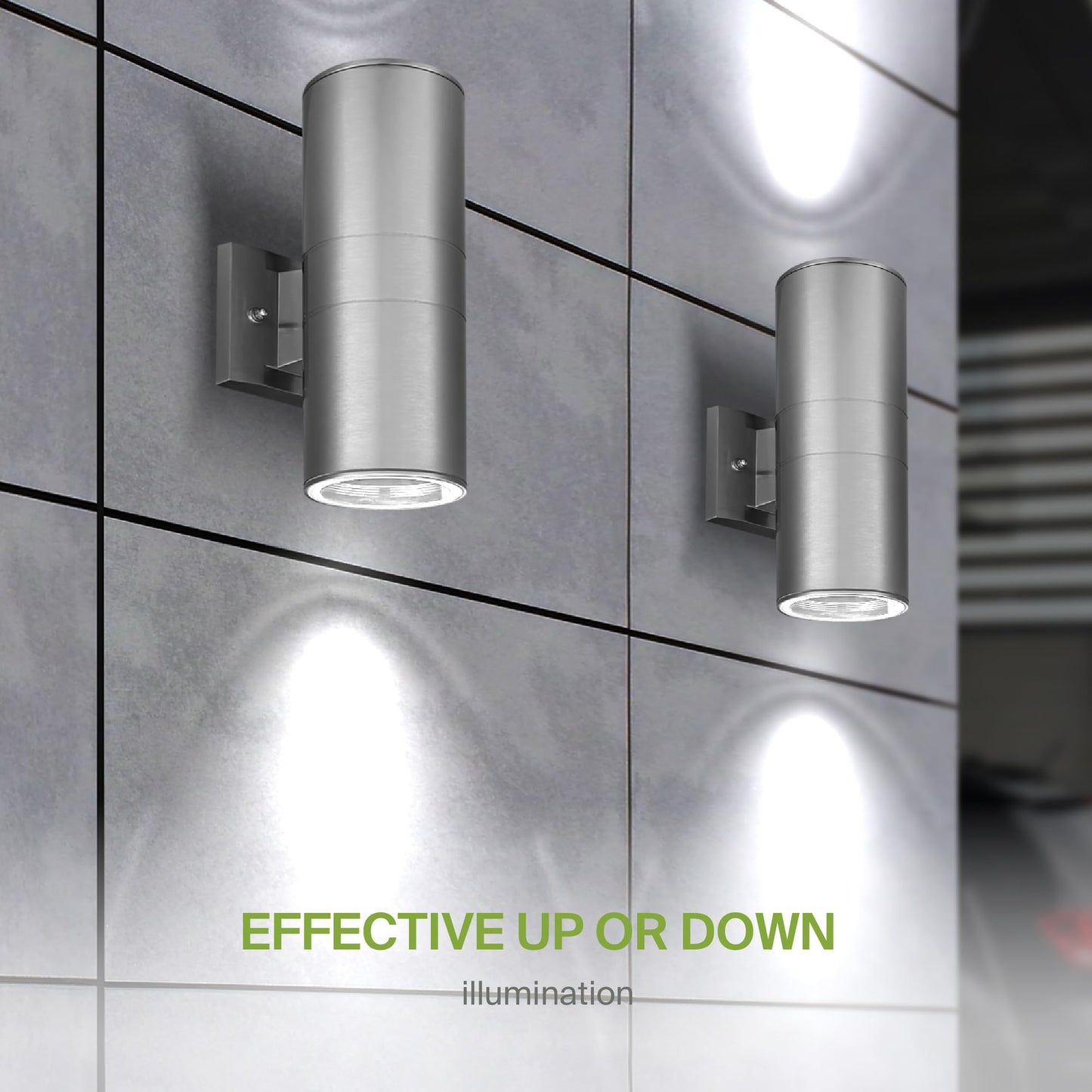 ASD 2 Light Exterior Lighting Fixtures - 120W E26 Cylinder Up and Down Modern Steel Outdoor Wall Light, LED CFL Incandescent Bulb Patio Wall Light