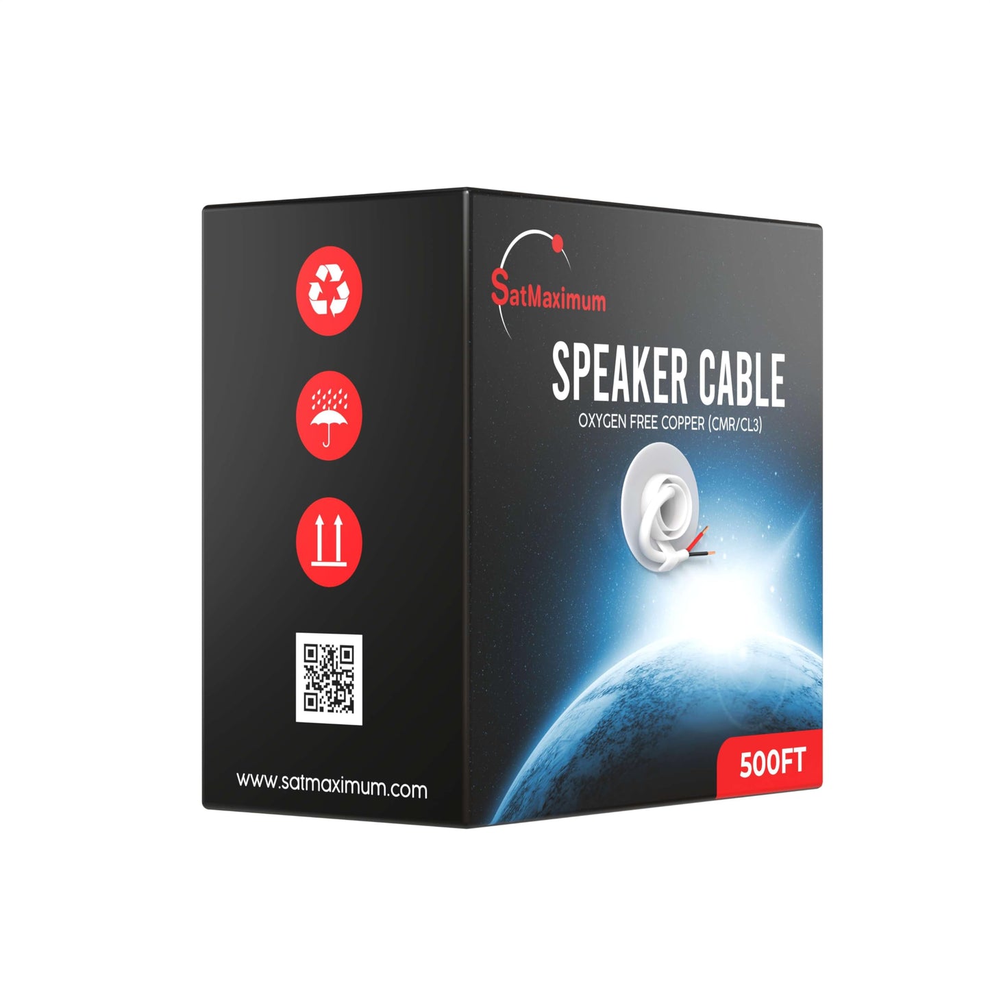 Cables Direct Online 18/2 500FT Speaker Cable Oxygen Free Copper, CL3 CMR in-Wall Rated, White Jacket, OFC Strands Compatible with Home Theater, Low