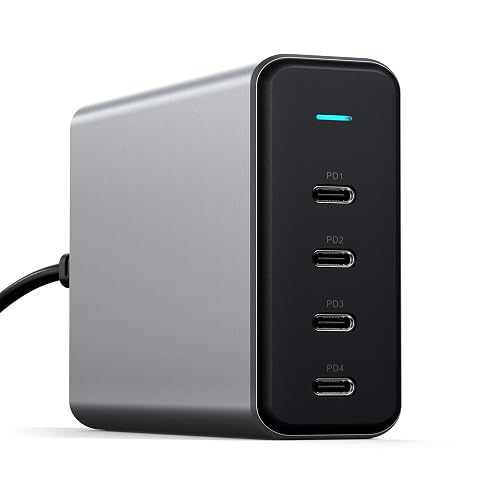 Satechi 165W USB C 4-Port GaN Charging Station, 4 USB-C PD, Laptop Charger, for MacBook Air/Pro M5/M4/M3, iPad Air/Pro M5/M4/M3, iPad 11th gen, iPad