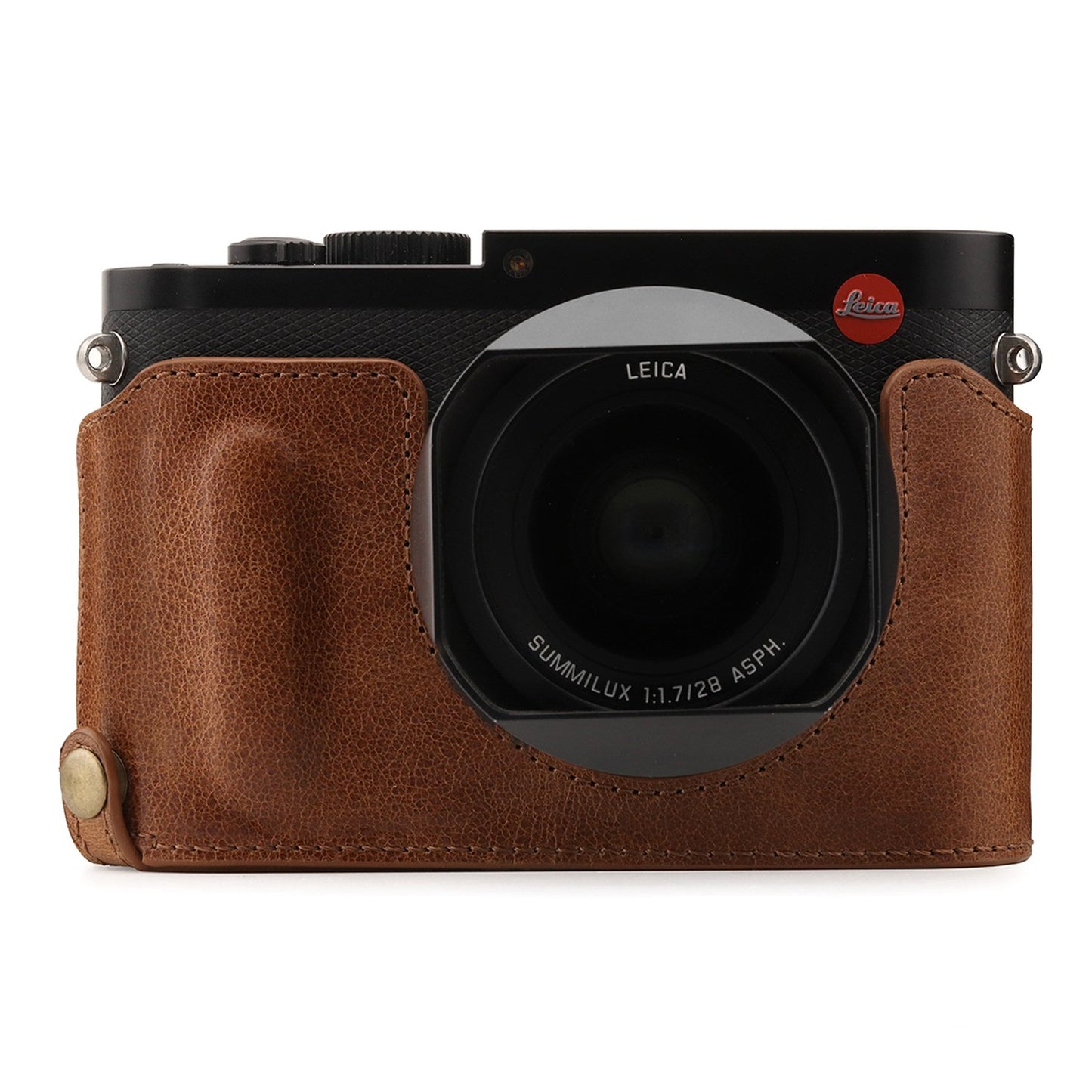 Megagear MG1401 Leica Q-P, Q (Typ 116) Ever Ready Genuine Leather Camera Half Case and Strap, with Battery Access, Brown