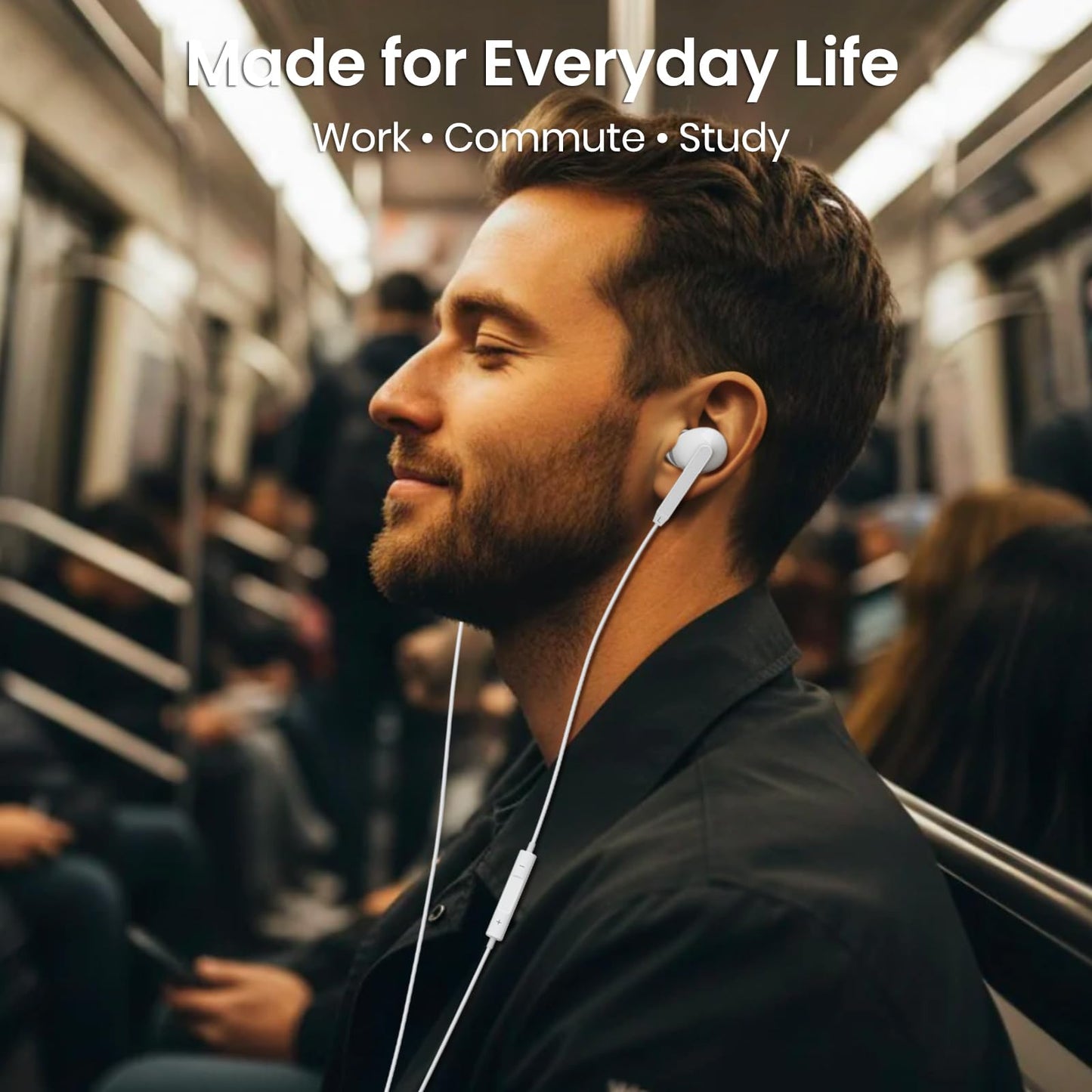 USB C Wired Earbuds,USB C Headphones Wired with Microphone for iPhone 17/16/15 Pro Max Plus, Type C in-Ear Earphones, HiFi Stereo, No Latency