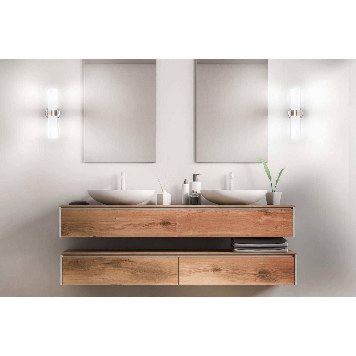 Ultralux 18 Inch Classic LED Wall Vanity Light - 23W, 3000K Damp Location Approved, 1200 Lumens Brushed Nickel Finish, Wall Mount TRIAC Dimmable