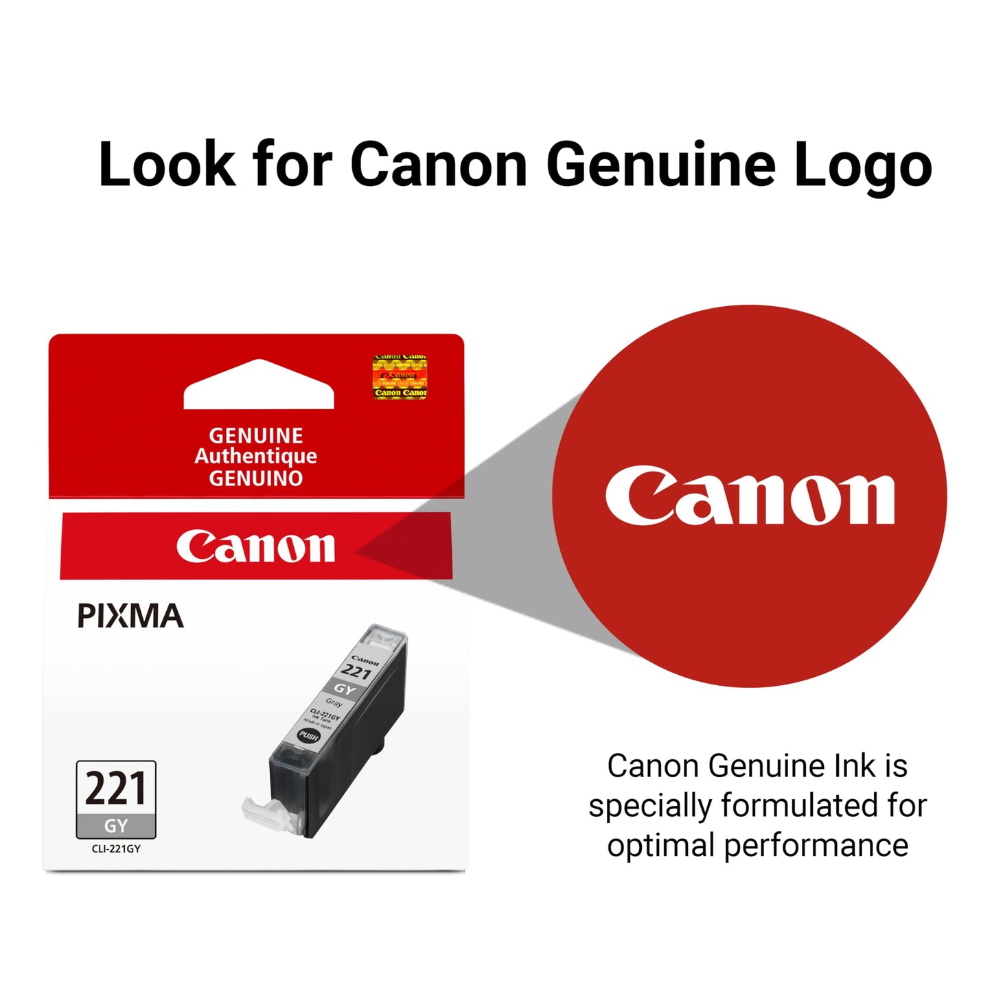Canon CLI-221 Genuine Gray Ink Tank, Compatible with MP980, and MP990 Printers