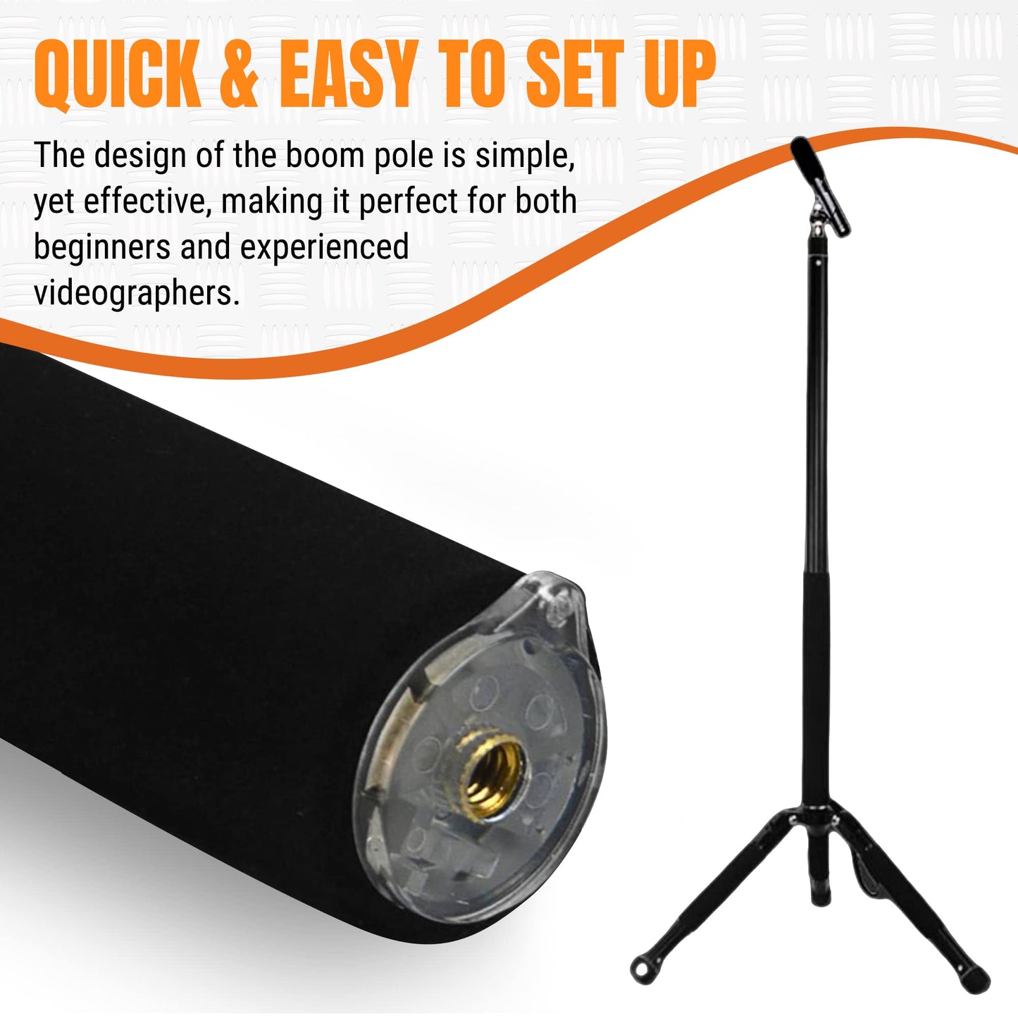 iOgrapher Microphone Boom Pole - Handheld Boom Pole Holder & Adjustable Microphone Mount - Compact & Extendable Pole Mount with Maximum Reach 1.5m
