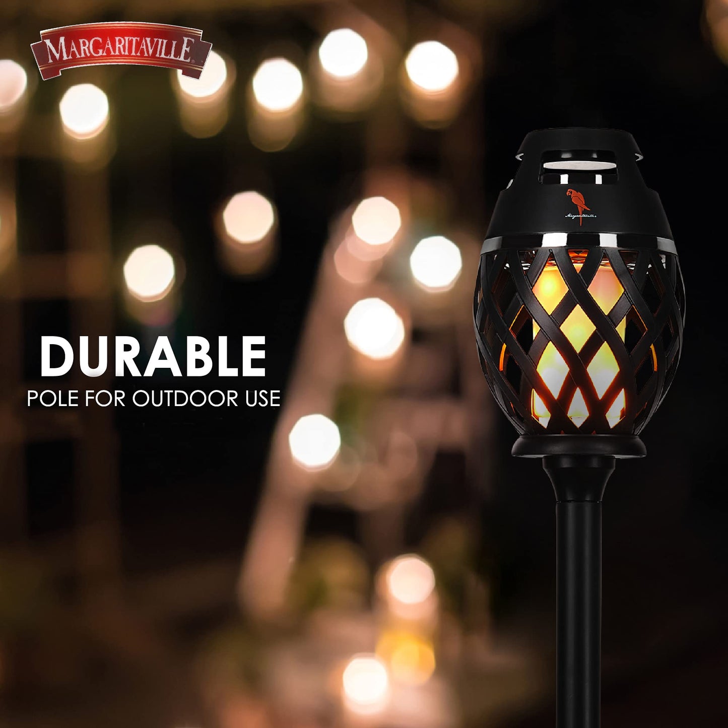 Margaritaville Tiki Torch - Waterproof Bluetooth Speaker, Portable Party Speaker with Flickering LED Lights, Perfect for Travel, Parties, Yards,
