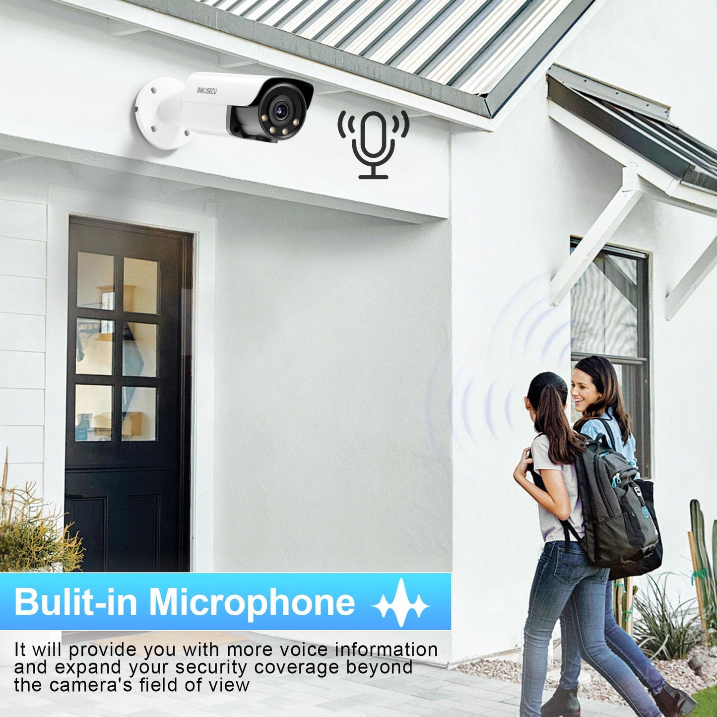 INNOSECU UltraHD 12MP AI IP PoE Camera @30fps, IP67 Outdoor Bullet Security Camera, Face Detection, Human and Vehicle Detection, Smart Dual Light