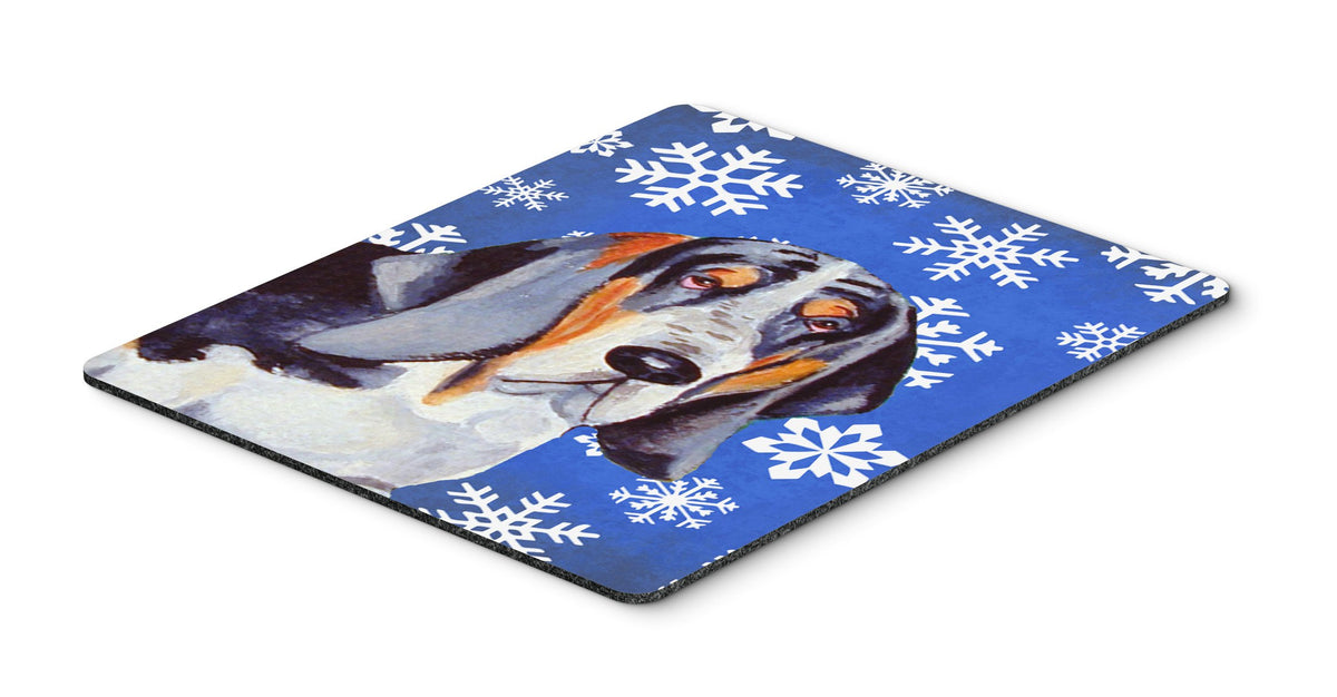 Caroline's Treasures LH9282MP Basset Hound Winter Snowflakes Holiday Mouse Pad, Hot Pad or Trivet for Home Office Gaming Working Computers Laptop