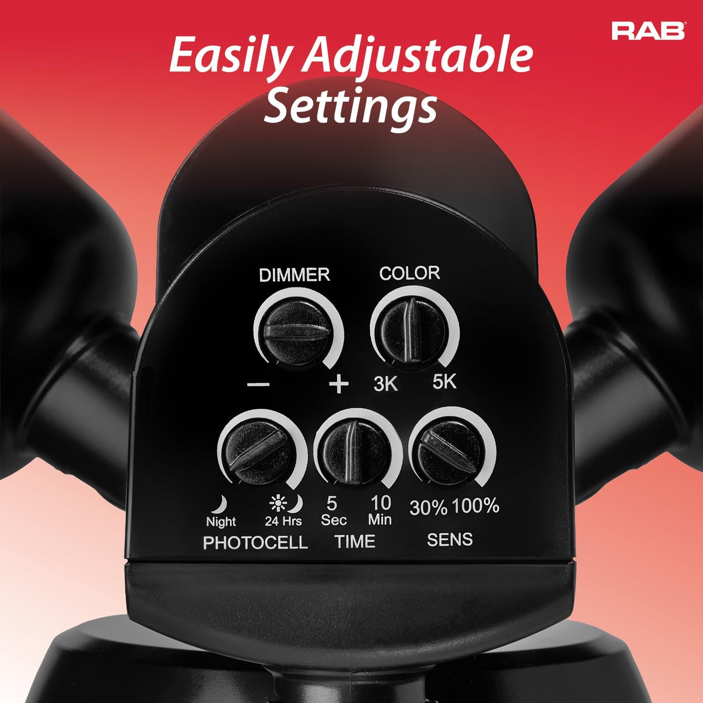 RAB Lighting LU160 Luminator Motion Sensor Outdoor Lights - Flood Light for Security, Outside Dusk to Dawn Photocell, 3000k-5000k Tunable, IP65