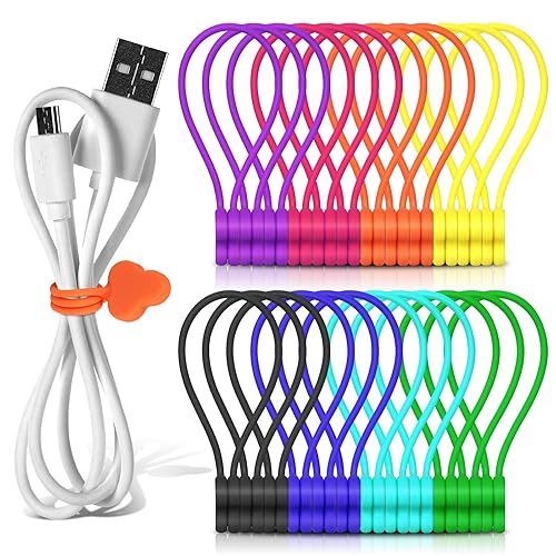 Reusable Magnetic Cable Organizer Twist Ties,24Pcs Cord Management Organizer Travel For Bundling And Organizing Cables Bookmark Fridge Magnet Silicone