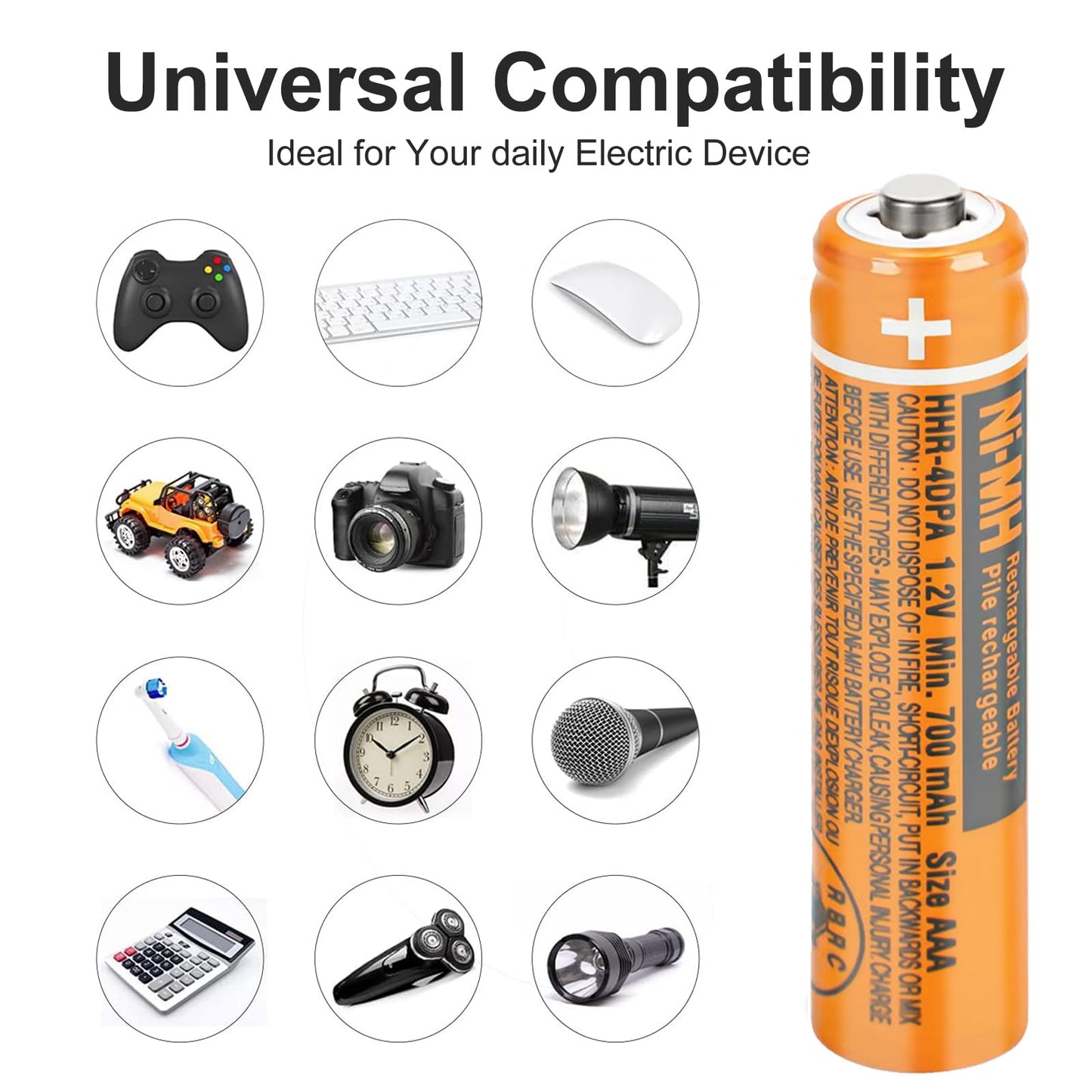 OSIM 4Pack HHR-4DPA NI-MH AAA Rechargeable Batteries 1.2V 700mah AAA NiMH Rechargeable Batteries for Cordless Phones, Remote Controls, Electronics