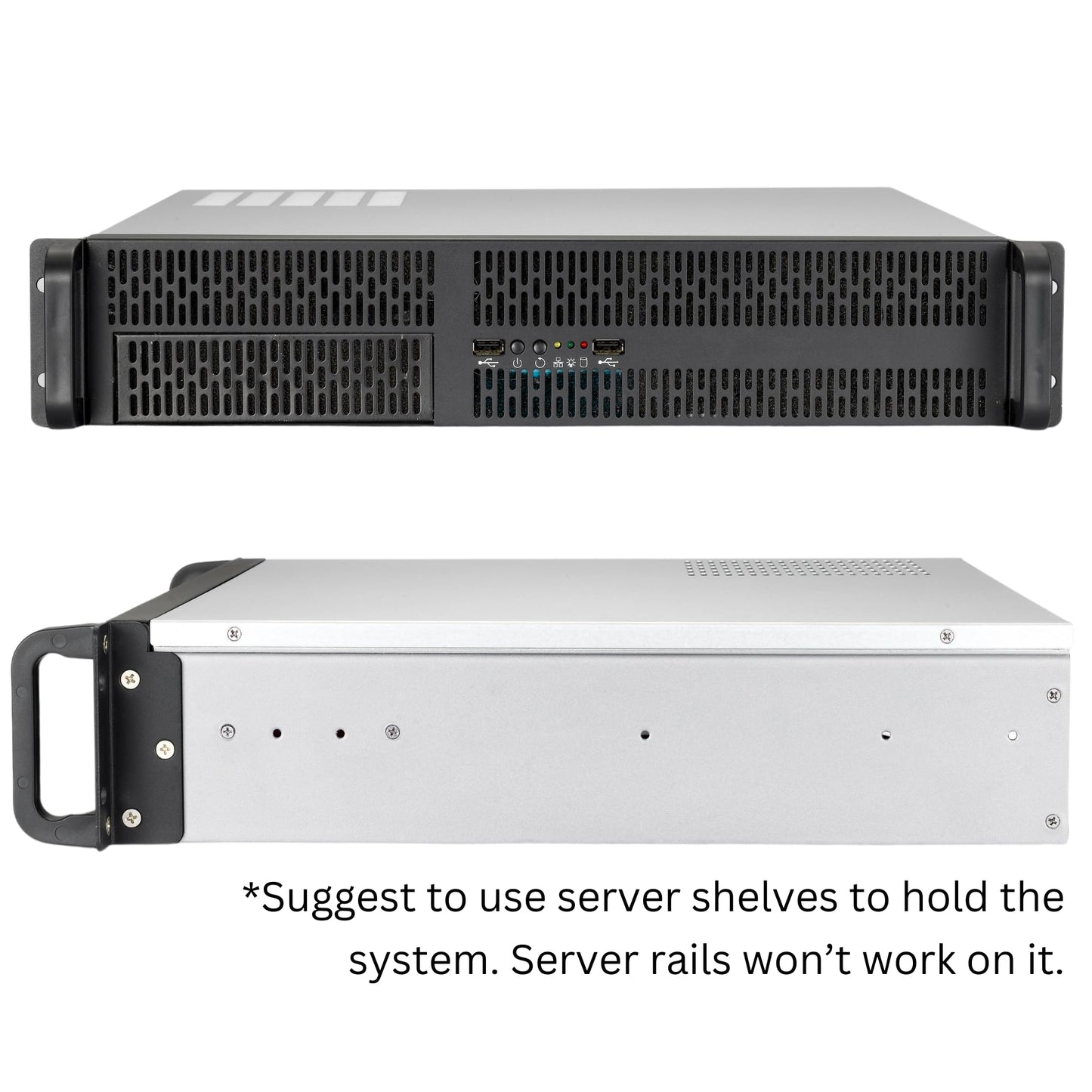 RackOwl 2U Server Chassis, Server Case; 4X 3.5/2.5" HDD Bays, 1x 5.25 Device, Support Micro-ATX Motherboard; Rear Fans: 2X 80mm, Size: 16.9"x 3.5"x