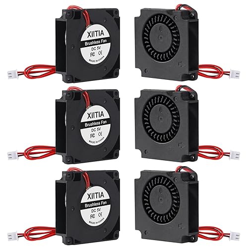 XIITIA 6pcs 4010 5V Turbine Fan 40x40x10mm DC Turbo Fan Bearing Blower Radial Cooling Fans with 2 Pin Terminal for 3D Printer Parts