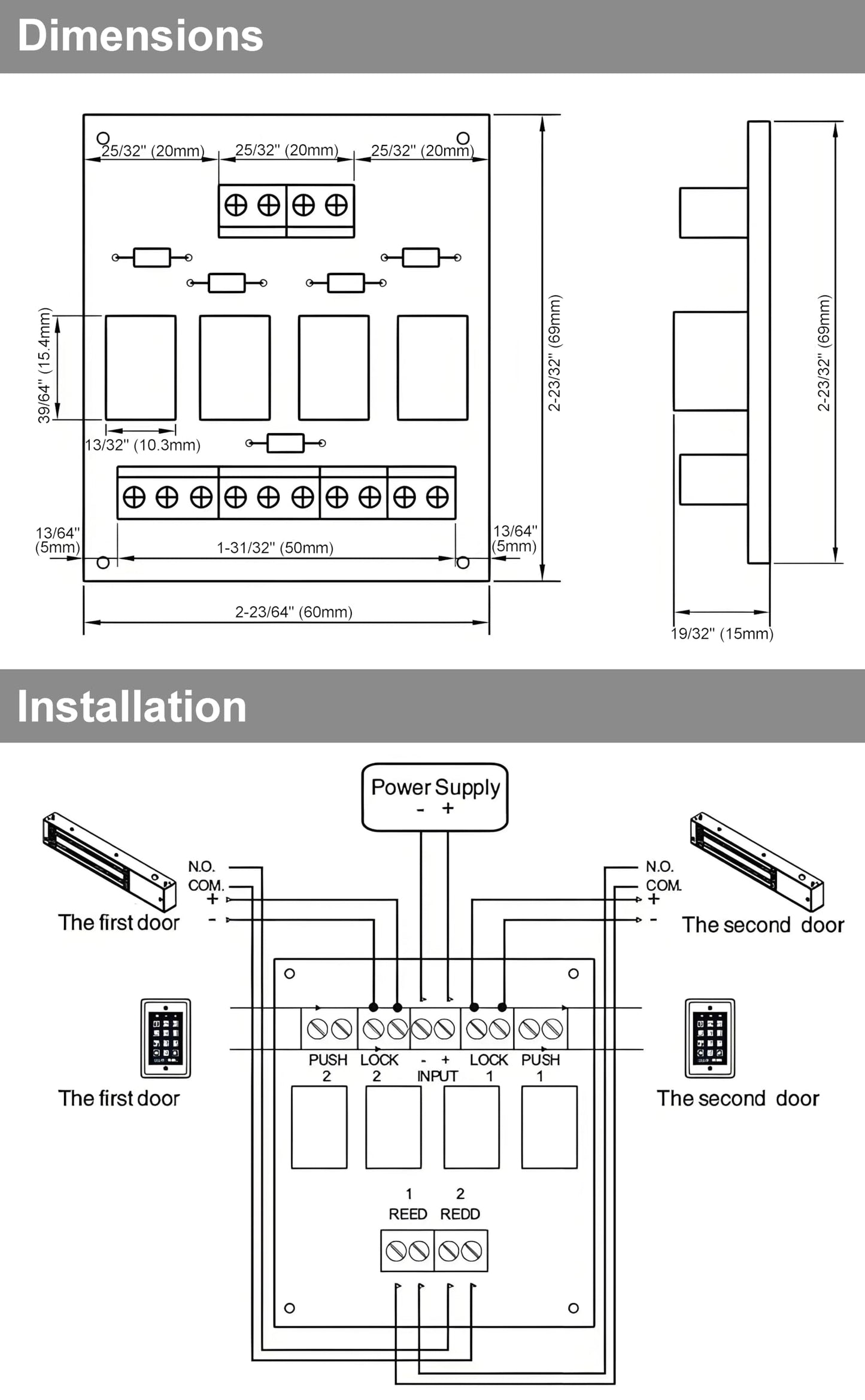 UHPPOTE Interlock Airlock Access Control Relay Module of 2 Two Door for Bank Prison