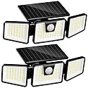 INCX Solar Lights Outdoor Waterproof, 3000 LM 156 LED Motion Sensor Outdoor Lights, 3 Heads Solar Powered Security Flood Light Motion Detected