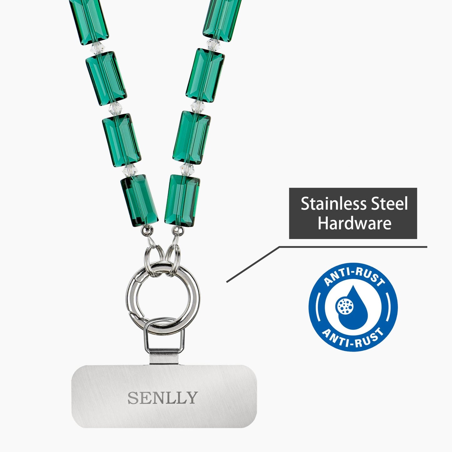 SENLLY Wristlet Phone Lanyard Charm, Selected K9 Crystal Wrist Strap, Use Stainless Steel Hardware, Jewel Gift for Women