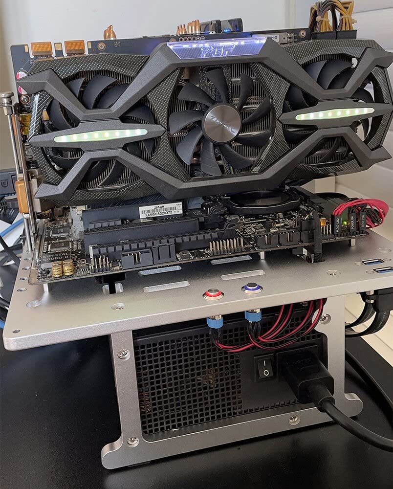 Open Air ITX PC Frame HTPC Water Cooling Test Bench Aluminum Case Bare Overclocking DIY Computer Frame Support Graphics Card Silver