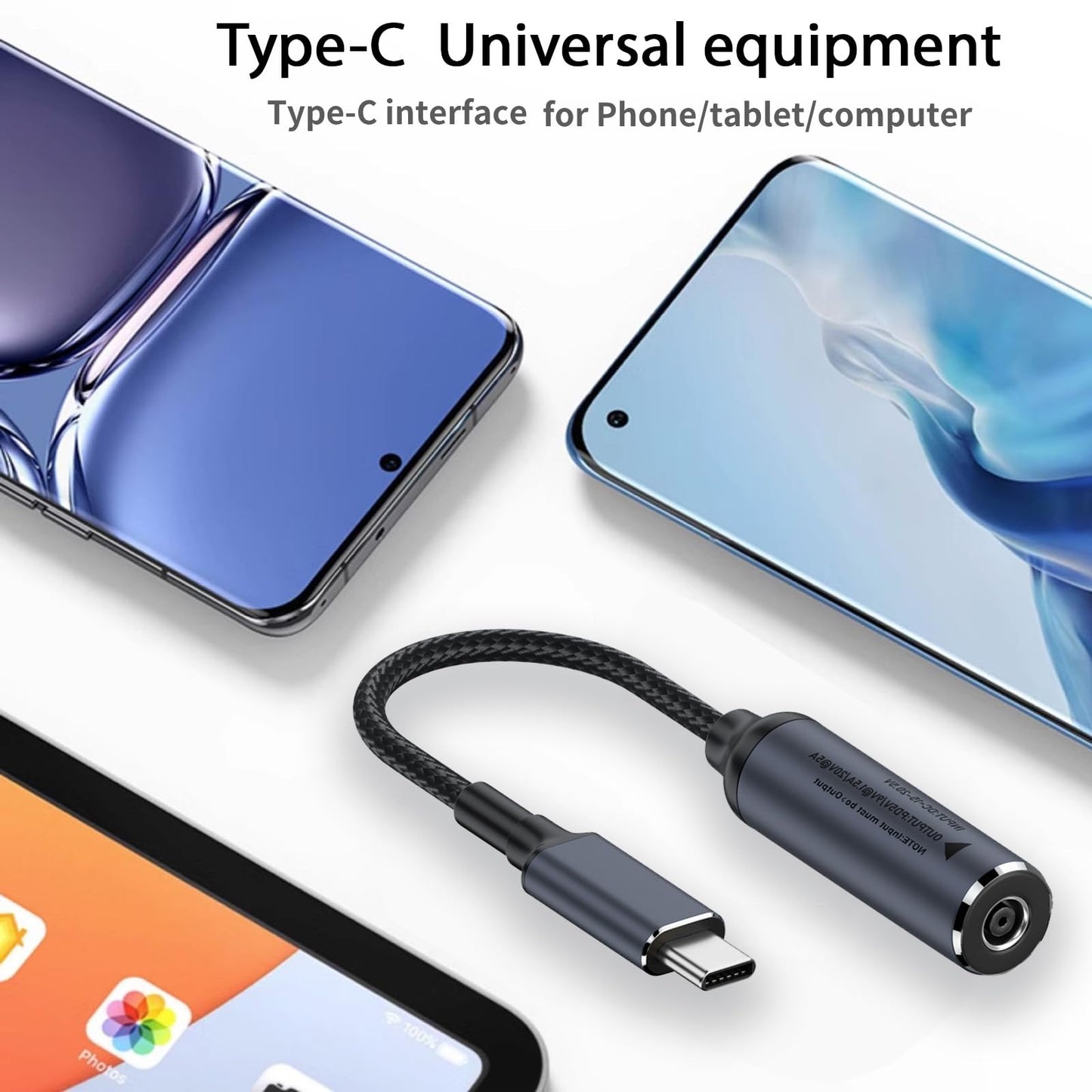 DC 4.5mm x 3.0mm Female Input to USB C PD Male Power Charging Cable,100W DC4506 to USB Type-C PD Output 5V/9V/20V Cable with PD Chip Inside, Charging