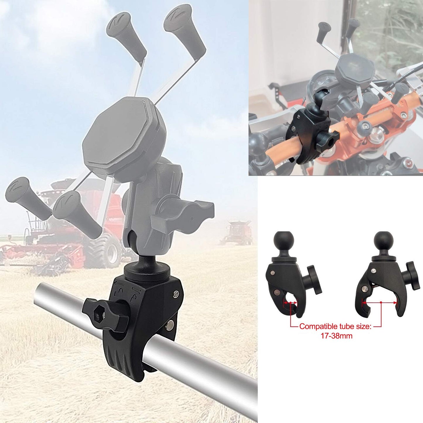 GIVUBES Tough Clamp Base with 1'' Rubber Ball Head