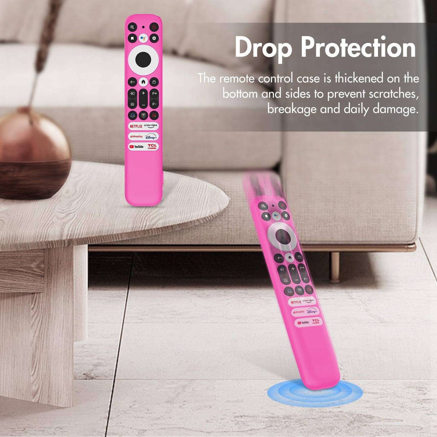 LEFXMOPHY Hot Pink Cover for 2023 TCL RC813 FMB1 / RC902V FMR1 / RC923 Voice Remote, Silicone Cover for TCL Q6 Q7 QM8 S4 S3 Series Google TV Remote