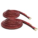 Micca 14 Gauge Pure Copper Speaker Cables, 13 Feet Each (4 Meters), 2 Pack Pair, Gold Plated Banana Plugs Connectors, Soldered Construction, Slim