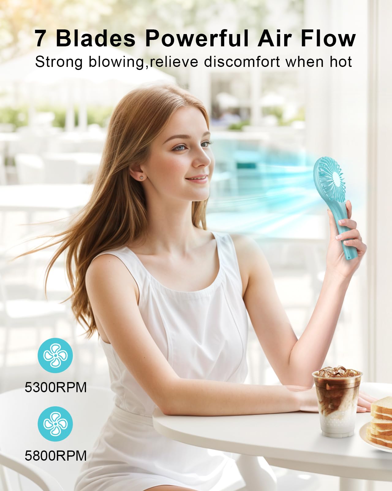 TriPole Portable Mini Handheld Fan, Rechargeable Small Personal Eyelash Fan