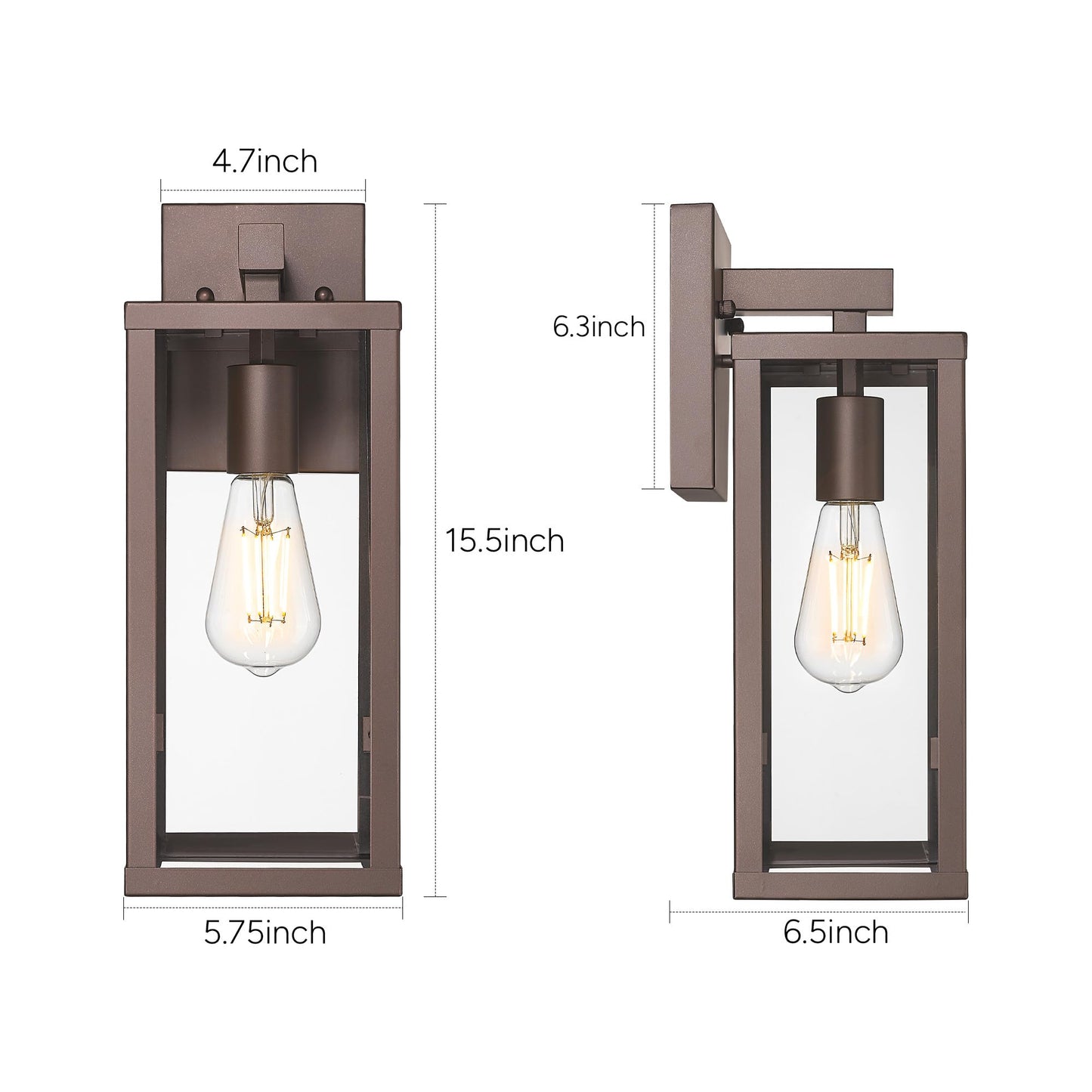 Outdoor Wall Light with Clear Glass, Anti-Rust Exterior Wall Sconce, Weather Resistant Outdoor Lantern, Exterior Lighting for Porch, Patio, Garage