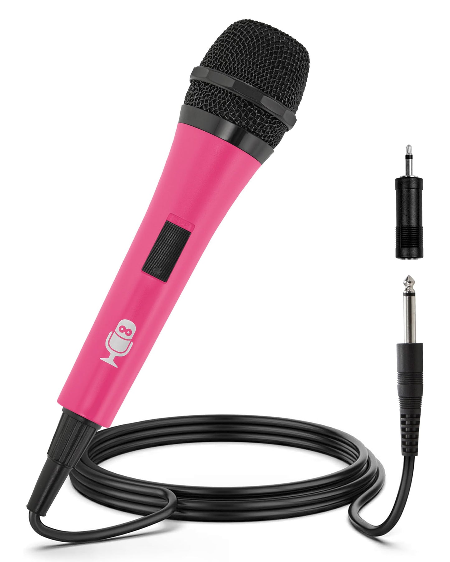 Singing Machine Wired Microphone for Karaoke, (Pink) - Unidirectional Dynamic Vocal Microphone - Plug-In Microphone for Karaoke Machine, AMP, &