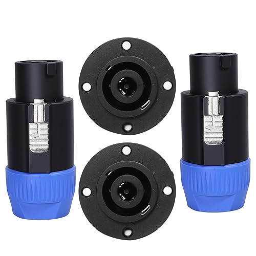 HBU 2 Sets (4 Packs) 8 Pole Speakon Connector Kit - 2pcs 8 Pin Speak-ON Connectors and 2pcs Panel Mount Chassis Socket Adapter for NL8FC, NL8FX