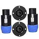 HBU 2 Sets (4 Packs) 8 Pole Speakon Connector Kit - 2pcs 8 Pin Speak-ON Connectors and 2pcs Panel Mount Chassis Socket Adapter for NL8FC, NL8FX