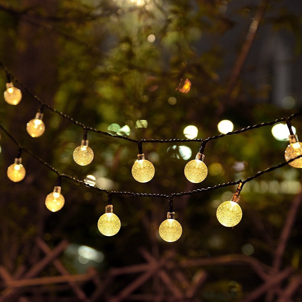 LOENDE Battery Operated Globe String Lights, Crystal Globe String Lights 16ft 30 LED 8 Modes Waterproof String Lights with Timer for Backyard Garden