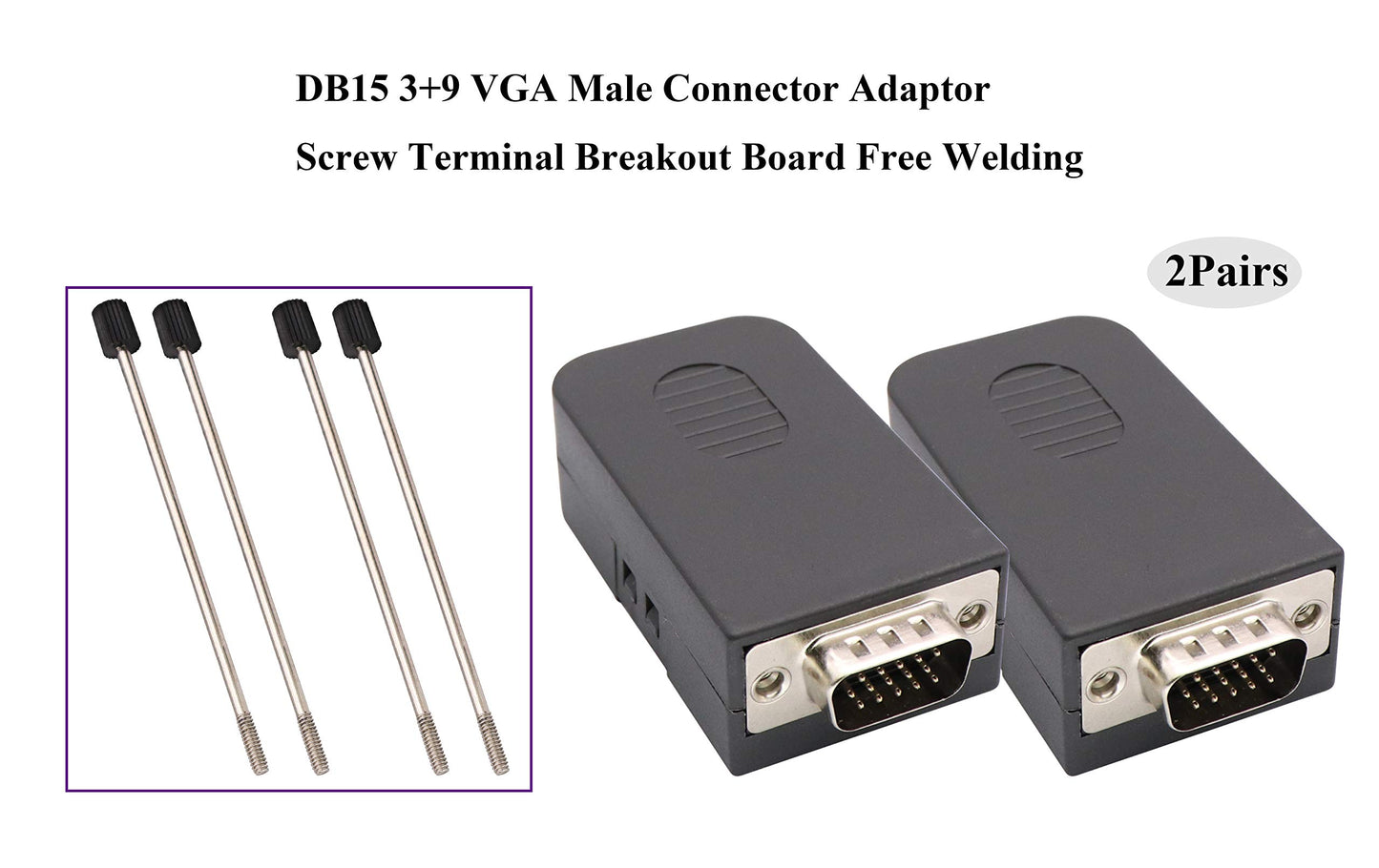 AAOTOKK VGA Screw Terminal Block Adapter D-SUB 15 Pin 3 Row DB15 VGA Male to 16 Pin/Way Female Serial Terminal Breakout Board Connector Signal Module