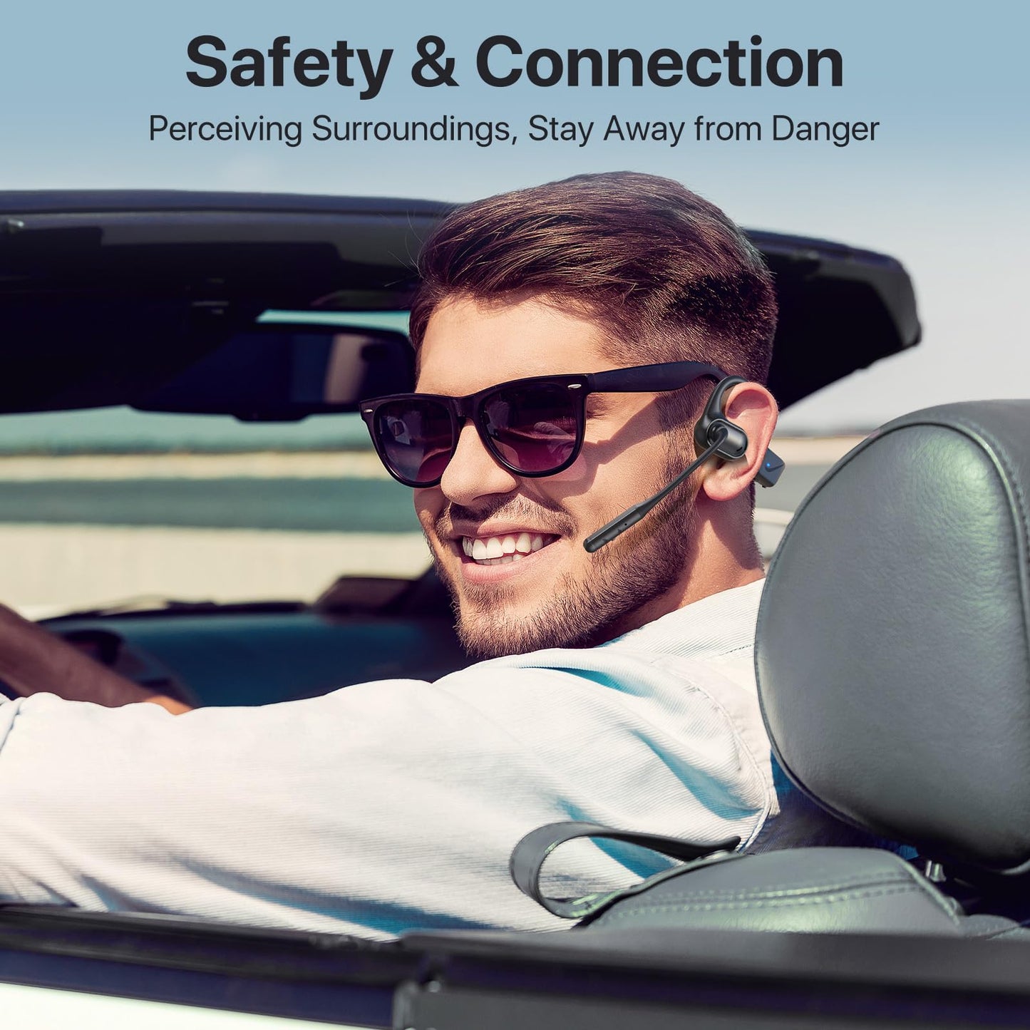 Bluetooth Headset with Microphone, Open Ear Headphones, Dual Connect Bluetooth 5.4 Headphones with Noise Cancelling & Mute, Wireless Headset with Mic…