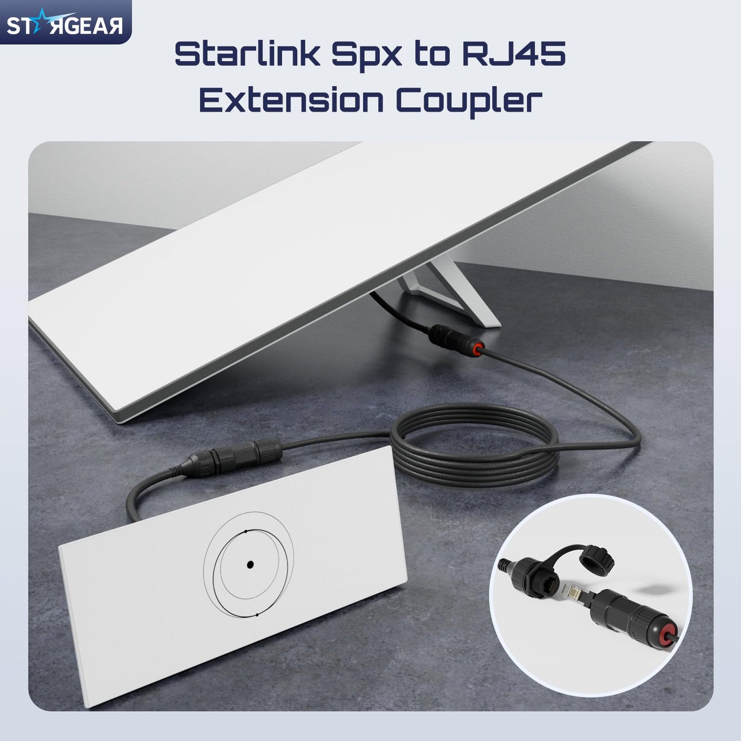 STARGEAR Starlink Ethernet Adapter for Gen 3/Mini, 1FT/30CM Waterproof Starlink Cable RJ45 Coupler Starlink Mini Ethernet Cable Extension