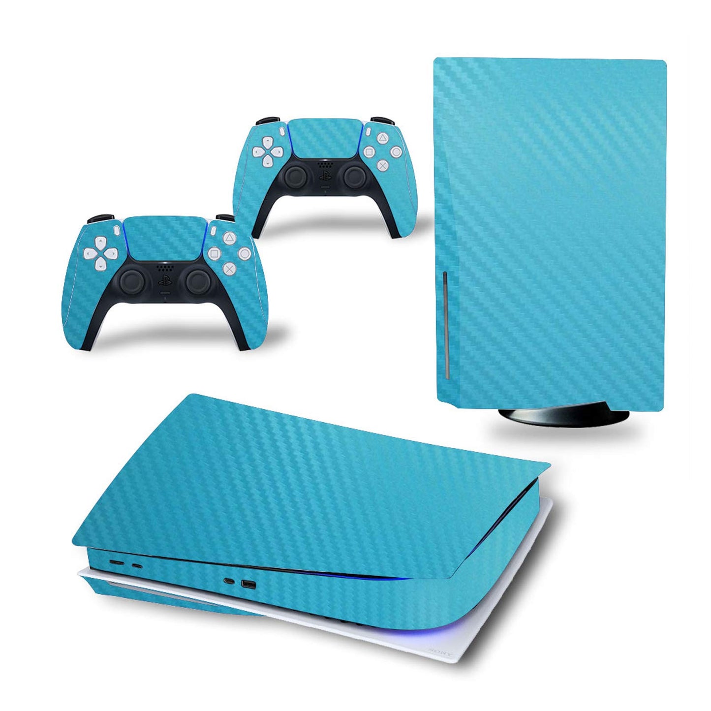 HAO Carbon Fibre Skin for PS5 Console and 2 Controllers Sticker Same Decal, Durable, Scratch Resistant, Bubble-Free Cover Compatible with PlayStation