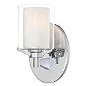 Westinghouse 6331500 Glenford One-Light Indoor Wall Fixture, Chrome Finish with Ice Inner and Clear Glass Outer Shade